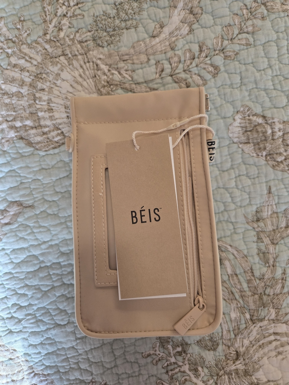 BEIS Cream Crossbody Phone Pouch with Front Pocket. No Longer Sold In Store!